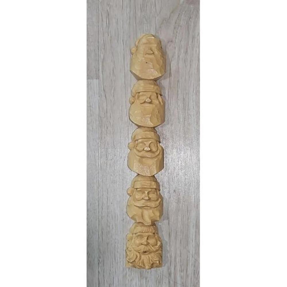 Harold H.L. Enlow Resin Wood Carvings  Santa Claus StudyStick 1991, Vintage Rare